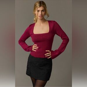 ✨ Anthropologie Square-Neck Bell-Sleeve Sweater Sz M